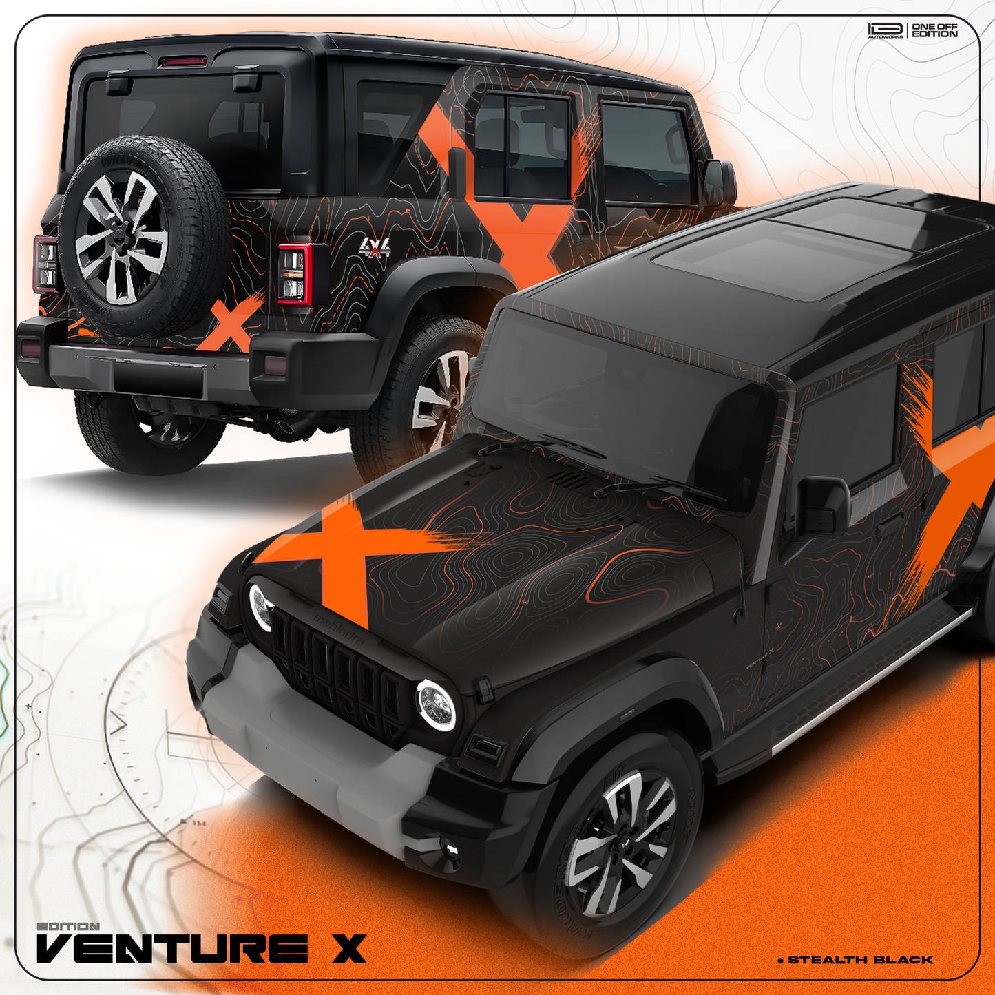 VentureX Edition Full Graphics for Mahindra Thar Roxx black