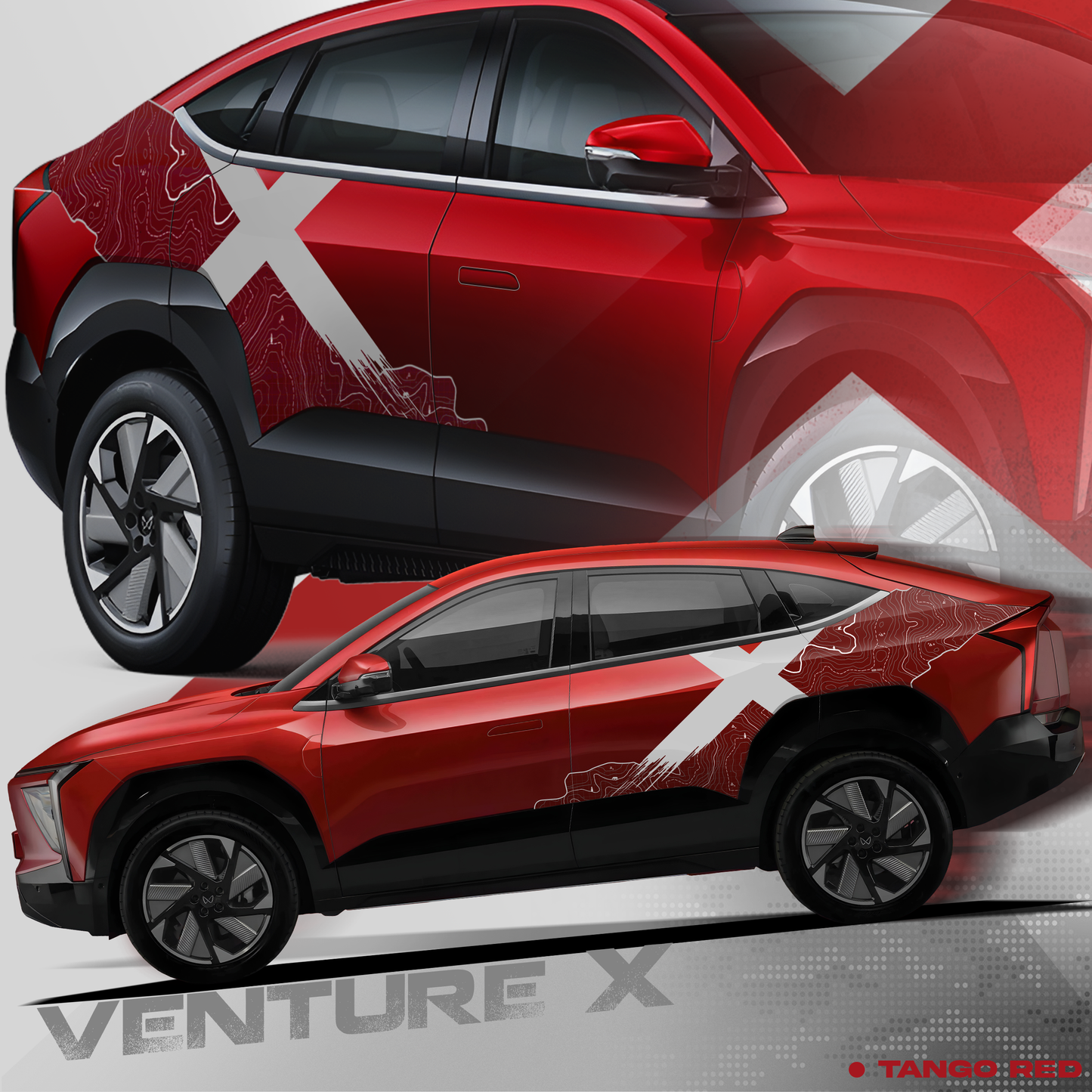 VentureX Edition Graphics for Mahindra XEV 9E red