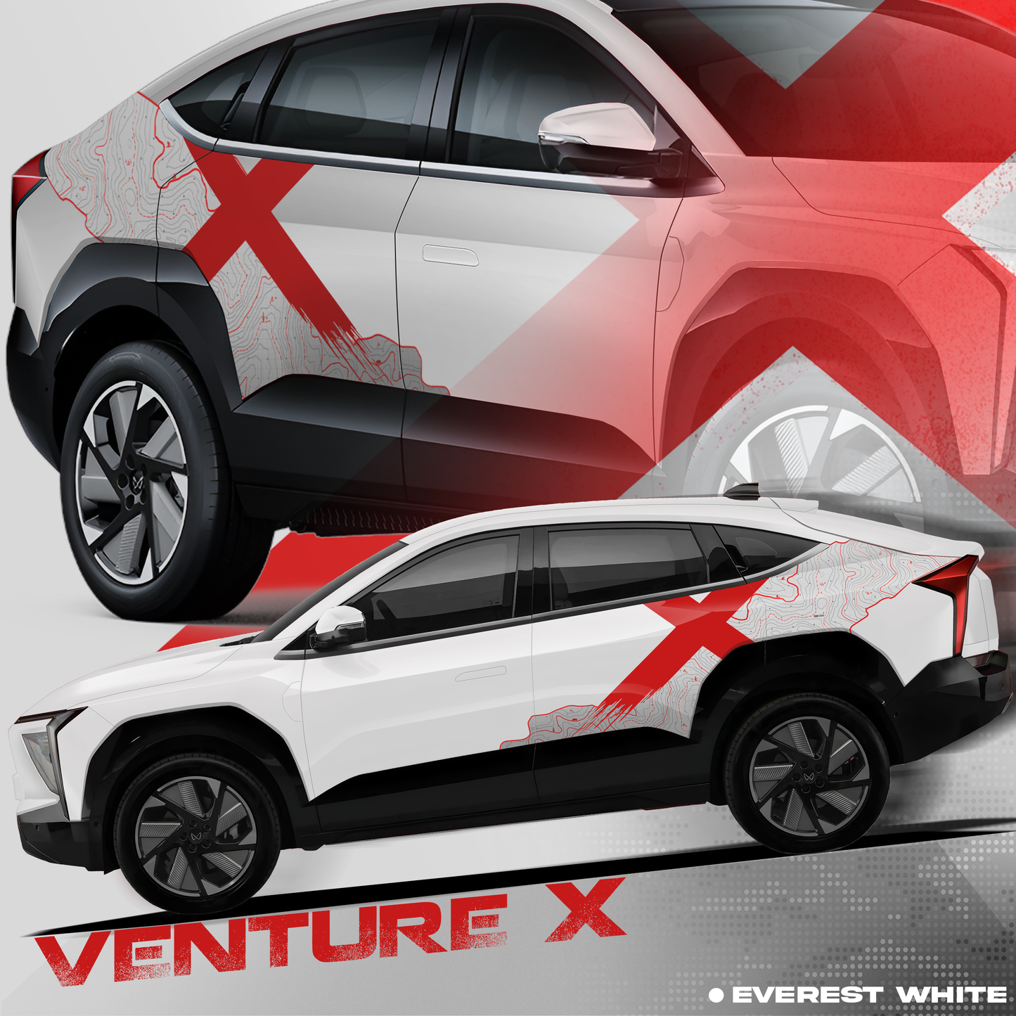 VentureX Edition Graphics for Mahindra XEV 9E white