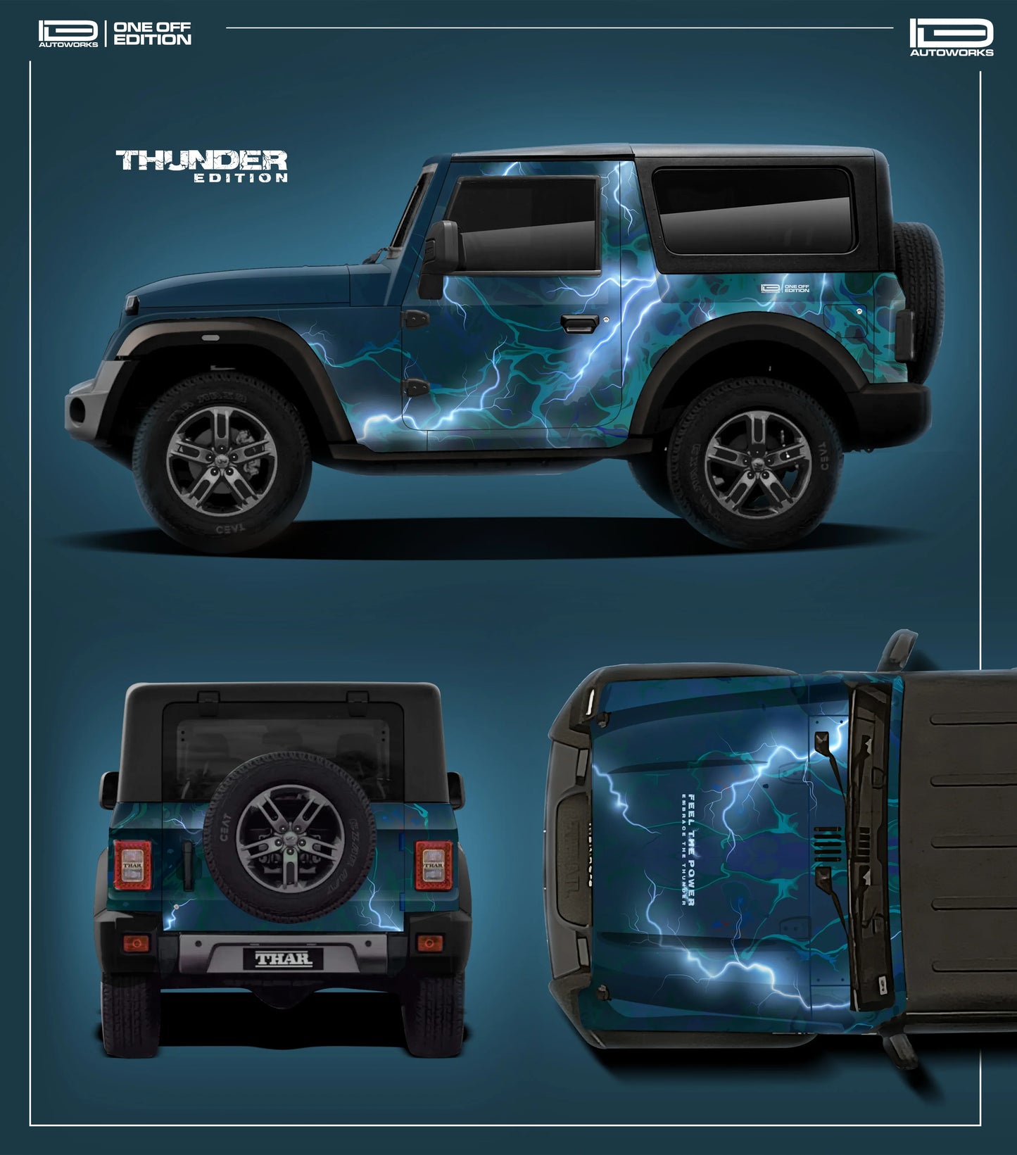 Thunder Edition Graphics for Mahindra Thar blue