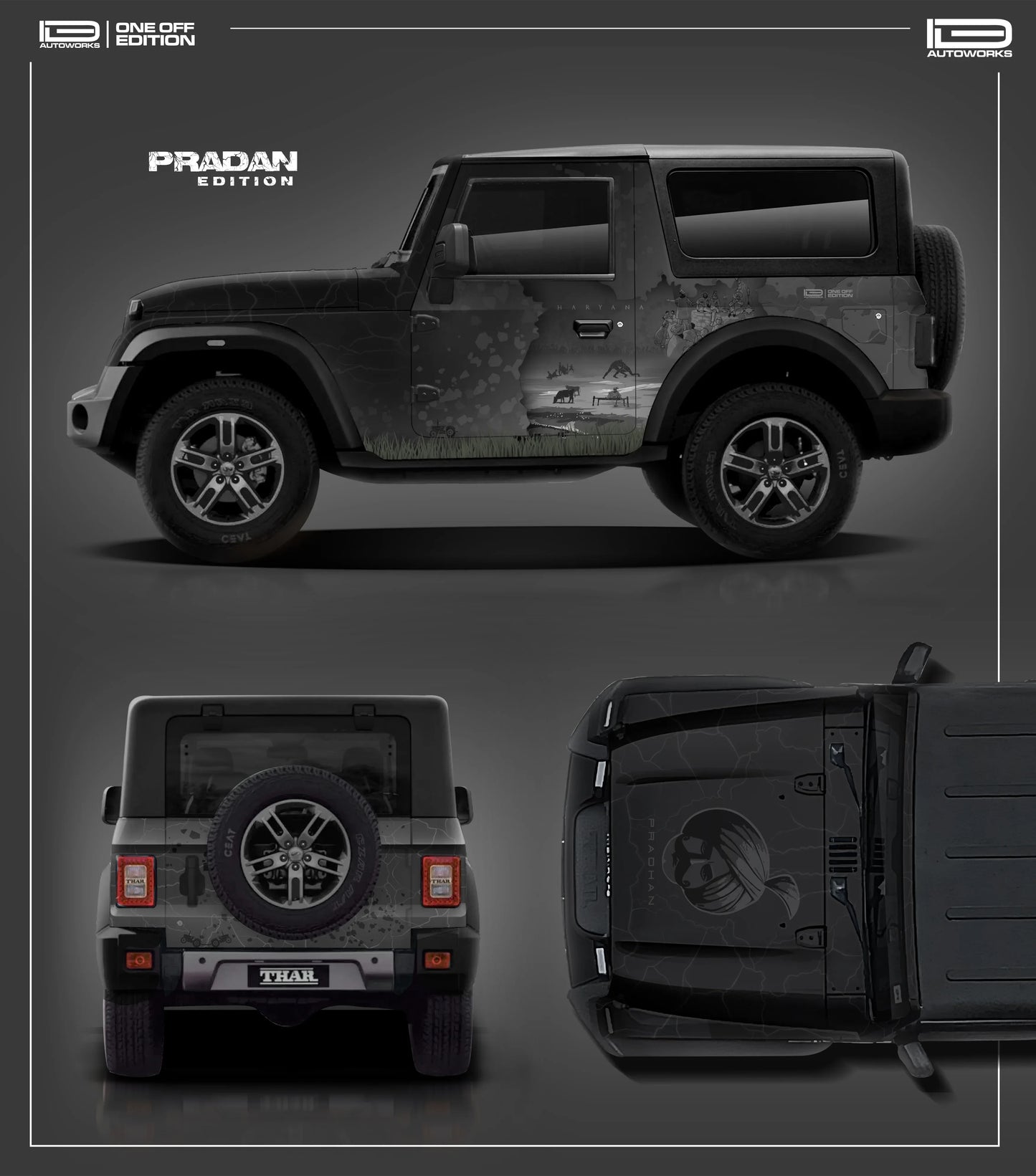 Pradhan Edition Graphics for Mahindra Thar black