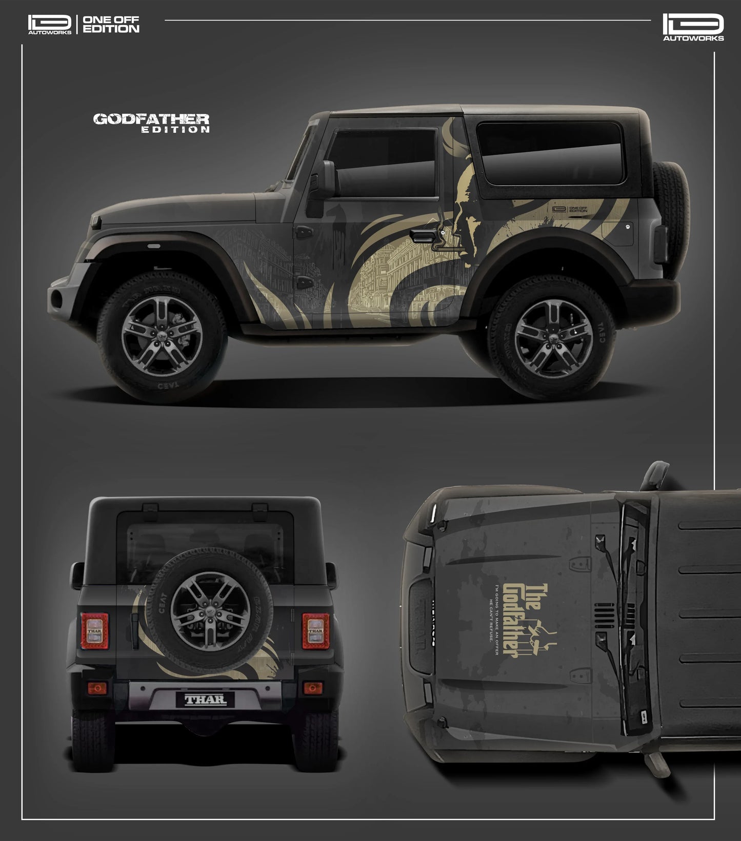 Godfather Edition Graphics for Mahindra Thar black