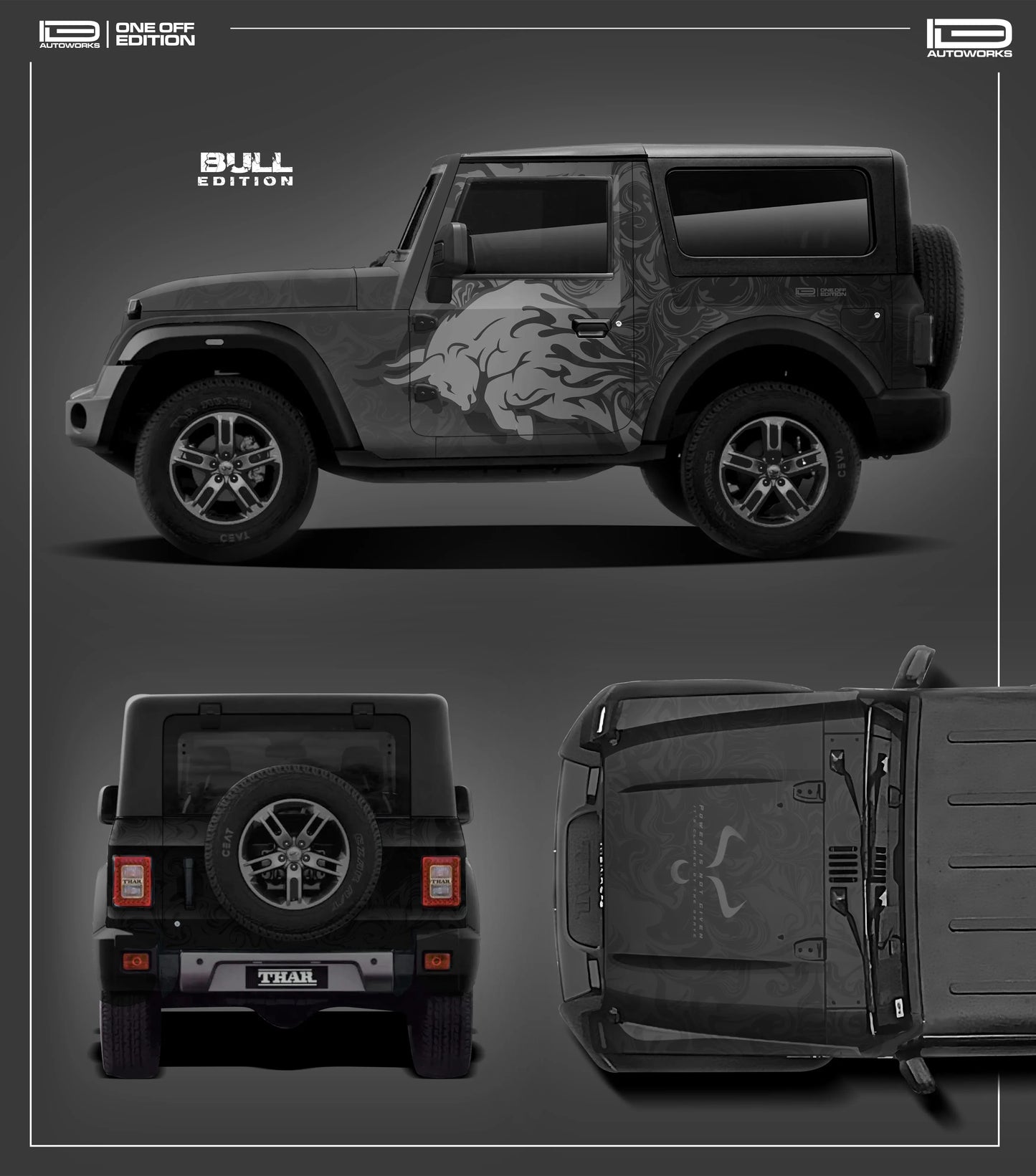 Bull Edition Graphics for Mahindra Thar black