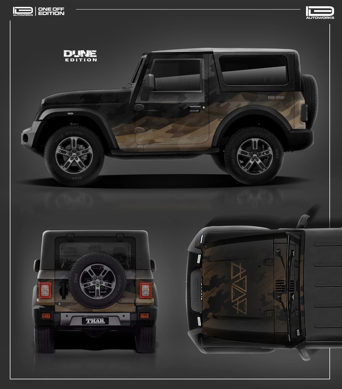 Dune Edition Graphics for Mahindra Thar black