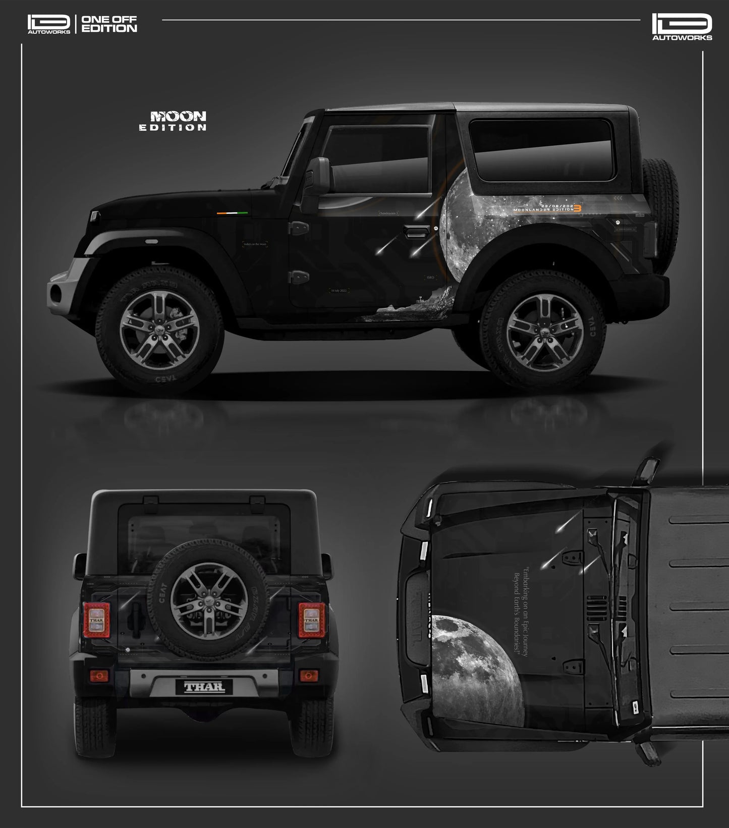 Chandrayaan Edition Graphics for Mahindra Thar black