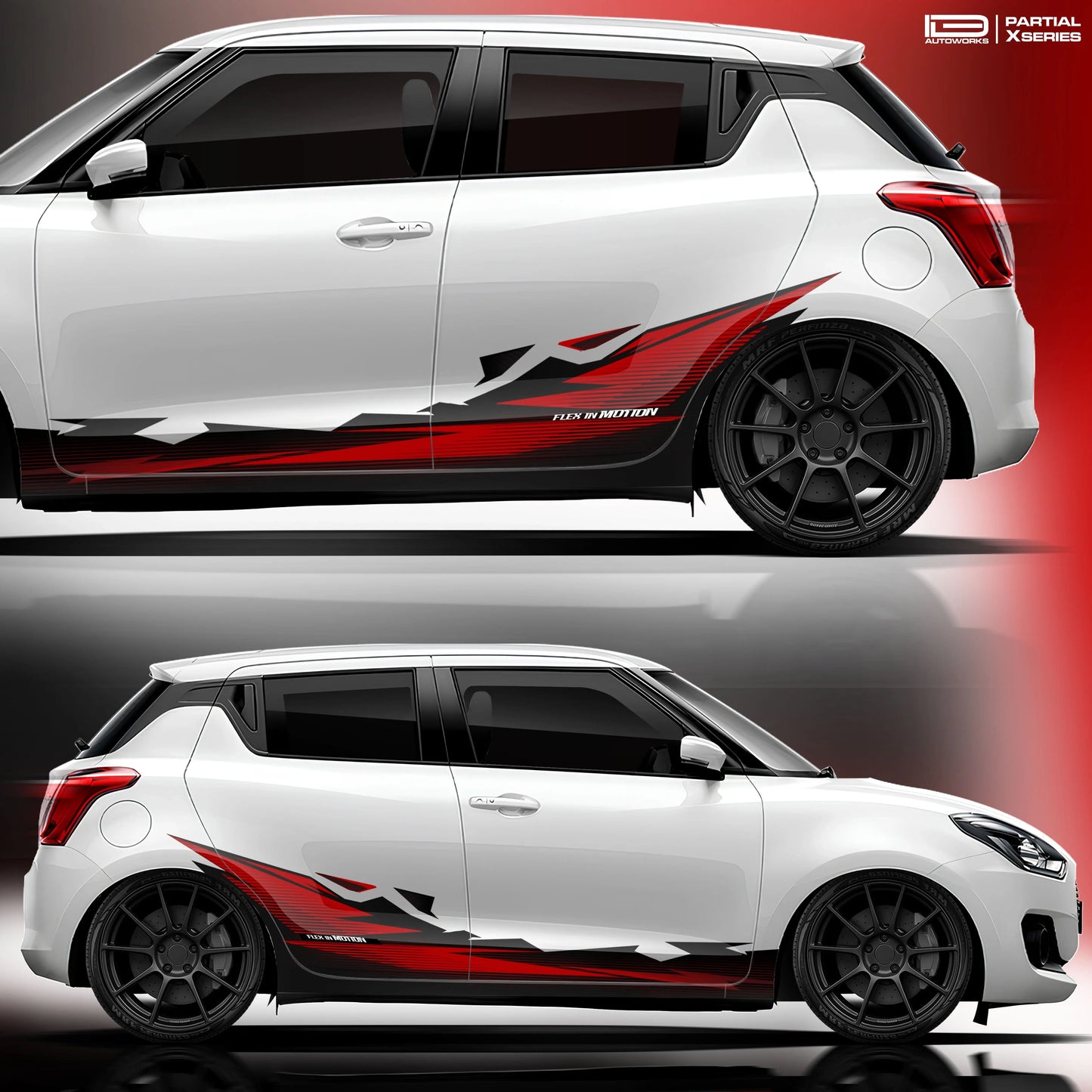 Flex in Motion Edition Graphics for Maruti Suzuki Swift white