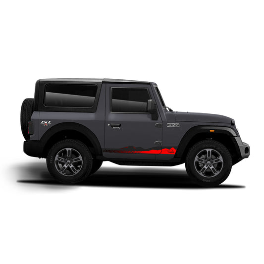 IDE Graphics Series - Explorer Edition | Only Side Decals for Mahindra Thar / Deep Grey