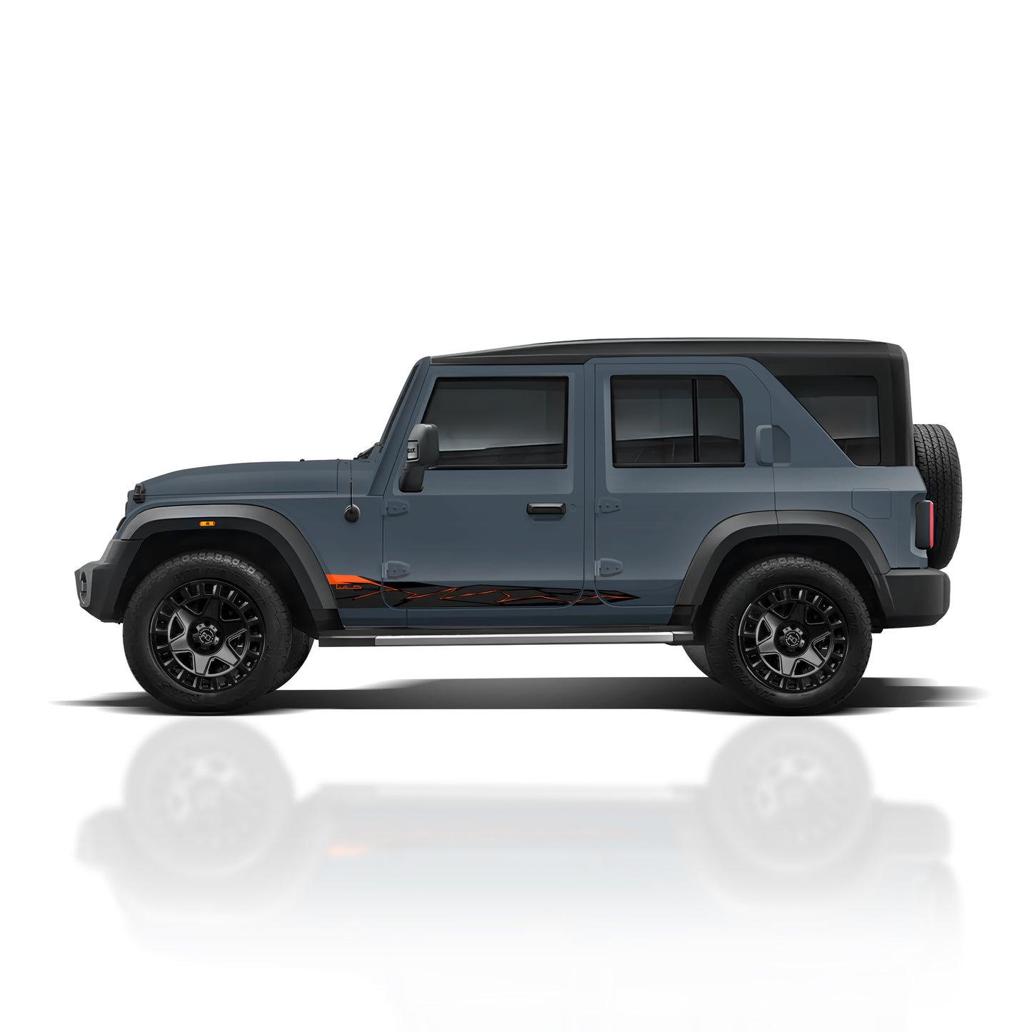 IDE Graphics Series - Wild X Edition for Mahindra Thar Roxx / Only Side Decals (Battleship Grey)