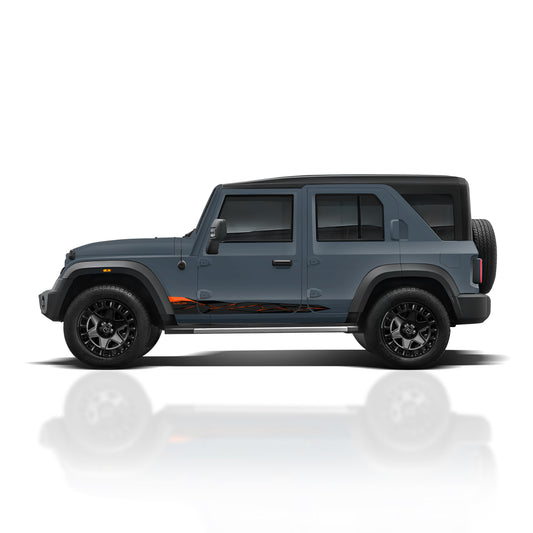 IDE Graphics Series - Wild X Edition for Mahindra Thar Roxx / Only Side Decals (Battleship Grey)