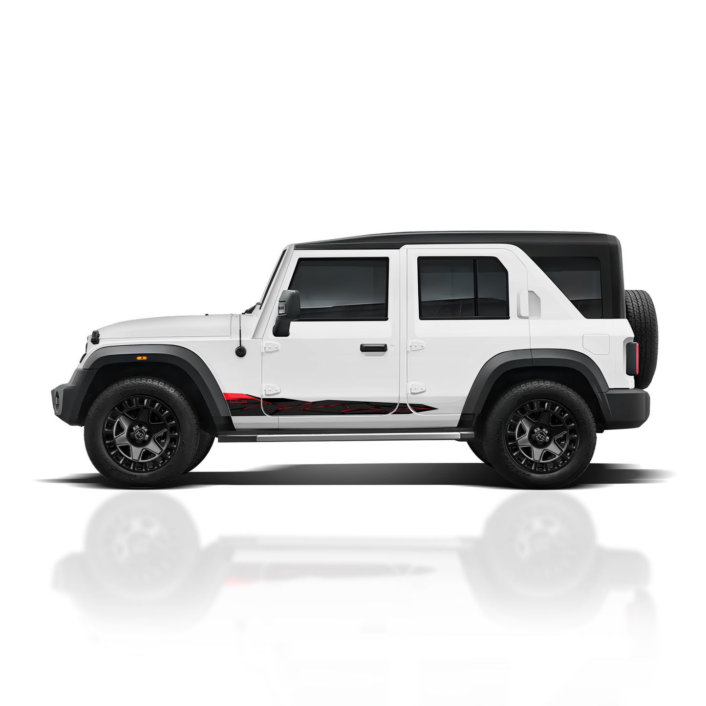IDE Graphics Series - Wild X Edition for  Mahindra Thar Roxx / Only Side Decals (Everest White)