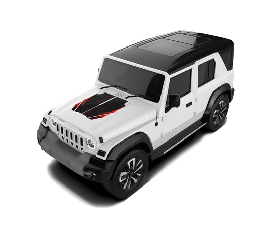 IDE Graphics Series - Wild X Edition for Mahindra Thar Roxx / Bonnet (Everest White)