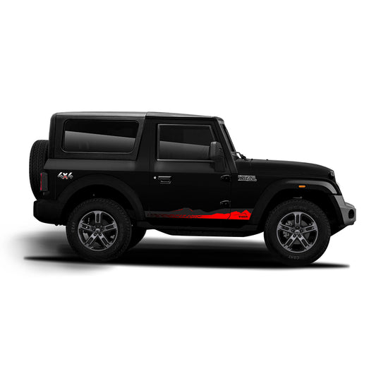 IDE Graphics Series - Explorer Edition | Only Side Decals for Mahindra Thar / Napoli Black