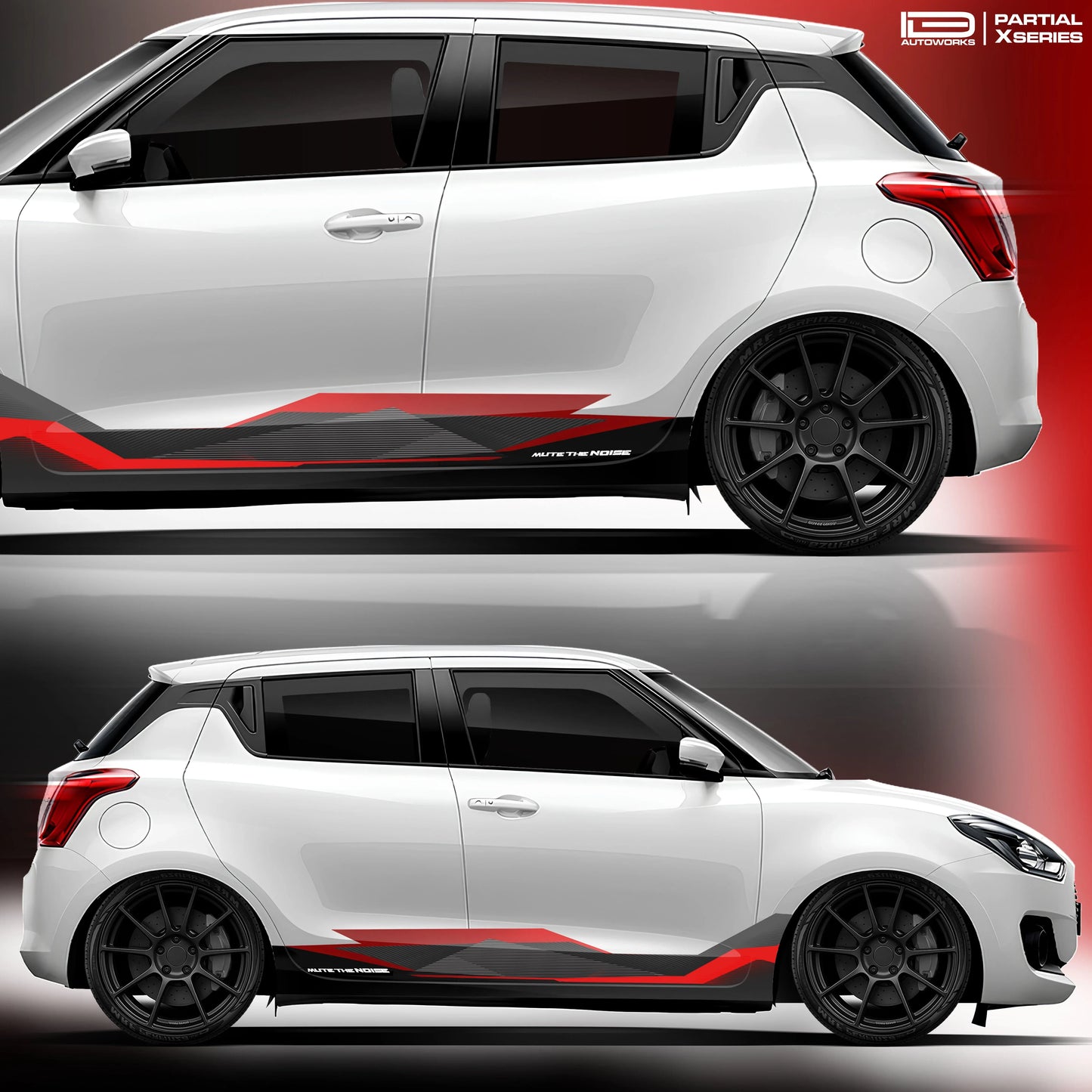 Mute The Noise Edition Graphics for Maruti Suzuki Swift white