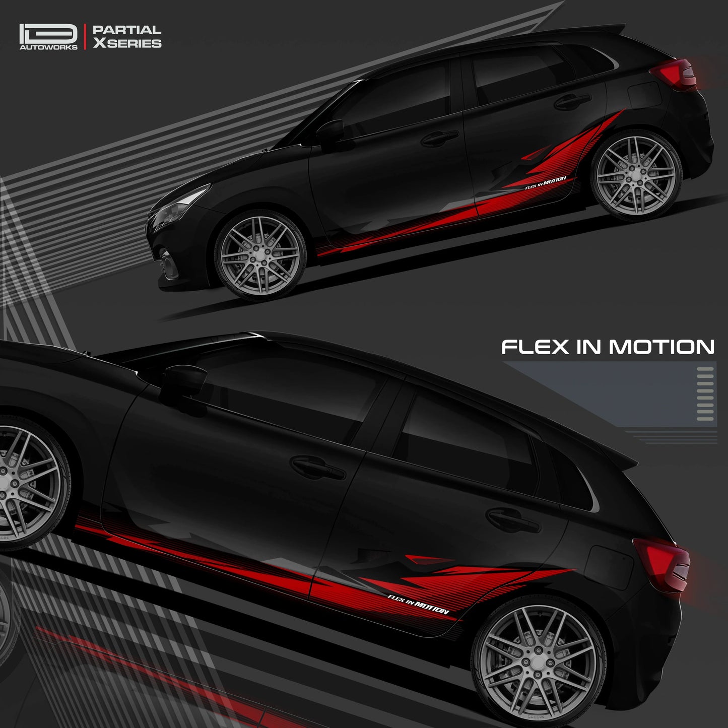 Flex in Motion Edition Graphics for Maruti Suzuki Baleno black