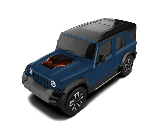 IDE Graphics Series - Grid Runner Edition for Mahindra Thar Roxx / Bonnet (Nebula Blue)