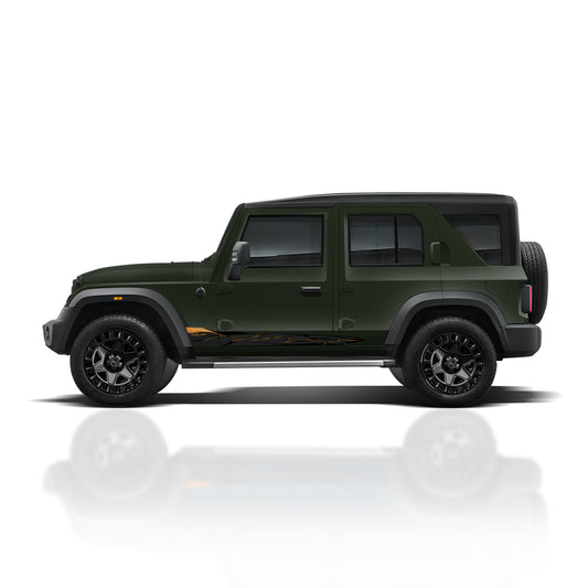 IDE Graphics Series - Wild X Edition for Mahindra Thar Roxx / Only Side Decals (Deep Forest)