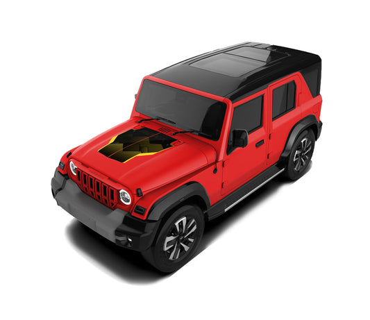 IDE Graphics Series - Grid Runner Edition for Mahindra Thar Roxx / Bonnet (Tango Red)