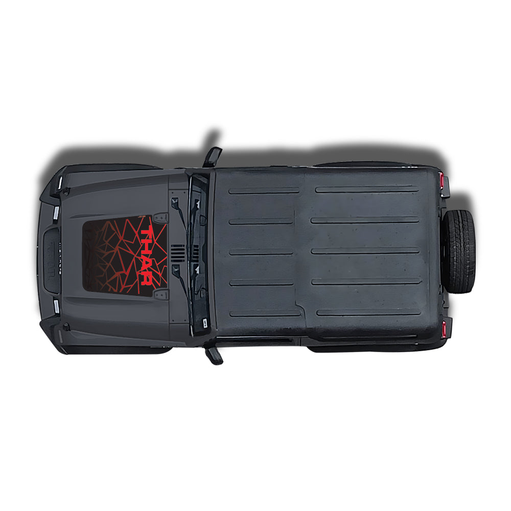 IDE Graphics Series - Explorer Edition | Only Bonnet Decal for Mahindra Thar / Deep Grey