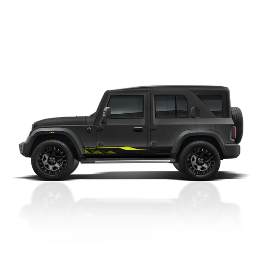 IDE Graphics Series - Grid Runner Edition for Mahindra Thar Roxx / Only Side Decals (Stealth Black)