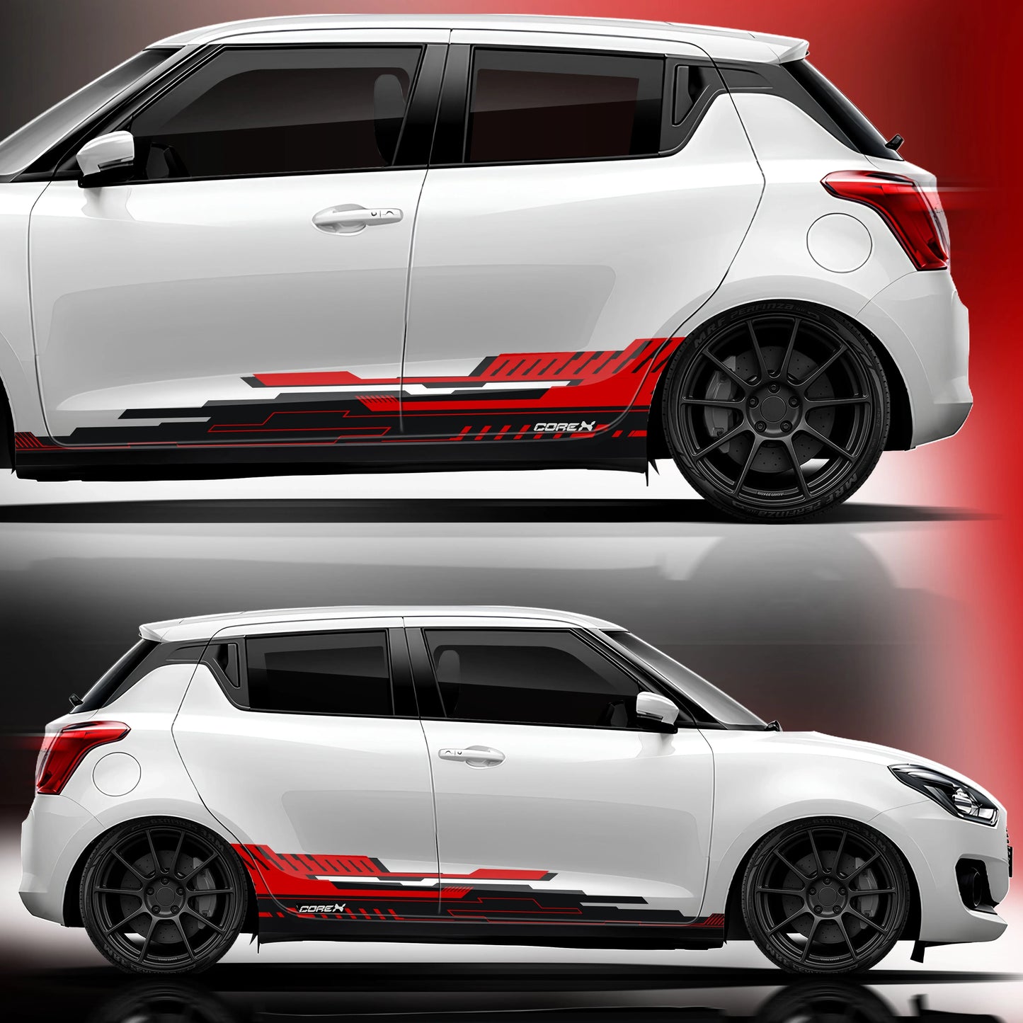 CoreX Edition Graphics for Maruti Suzuki Swift white