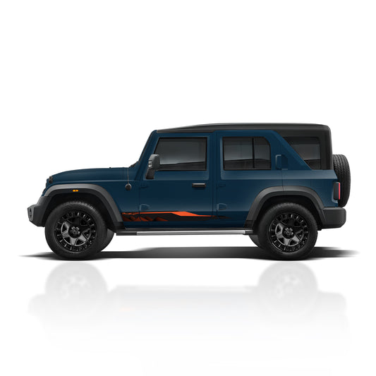 IDE Graphics Series - Grid Runner Edition for Mahindra Thar Roxx / Only Side Decals (Nebula Blue)