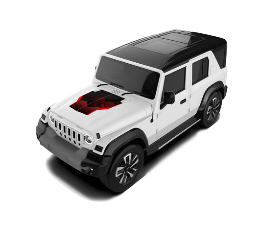 IDE Graphics Series - Grid Runner Edition for Mahindra Thar Roxx / Bonnet (Everest White)
