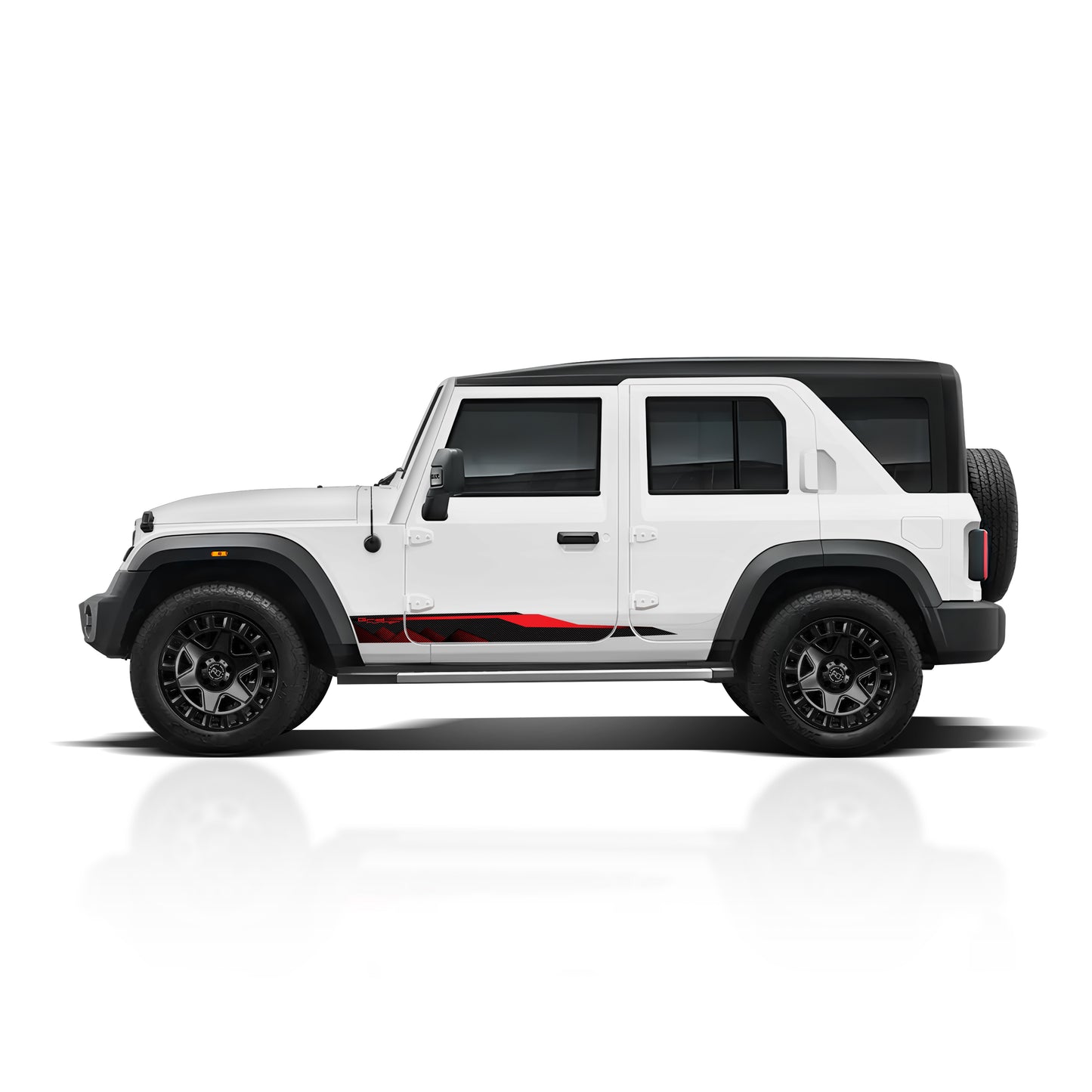 IDE Graphics Series - Grid Runner Edition for Mahindra Thar Roxx / Only Side Decals (Everest White)