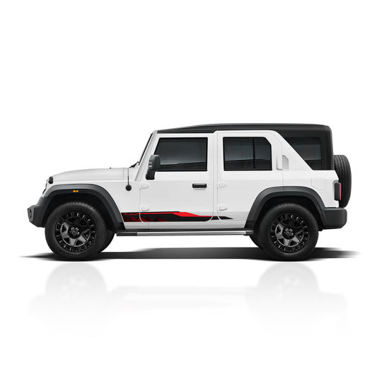 IDE Graphics Series - Grid Runner Edition for Mahindra Thar Roxx / Only Side Decals (Everest White)