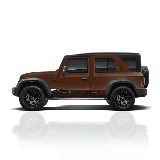 IDE Graphics Series - Wild X Edition for Mahindra Thar Roxx / Only Side Decals (Burnt Sienna)