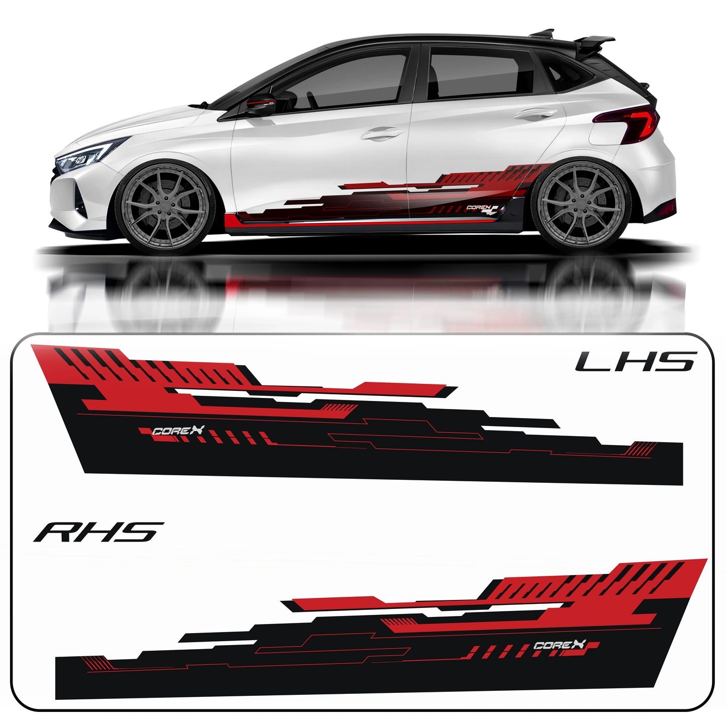 CoreX Edition Graphics for Hyundai i20 white