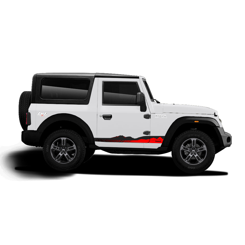 IDE Graphics Series - Explorer Edition | Only Side Decals for Mahindra Thar / Everest White