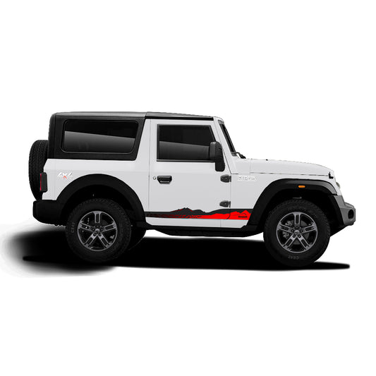 IDE Graphics Series - Explorer Edition | Only Side Decals for Mahindra Thar / Everest White