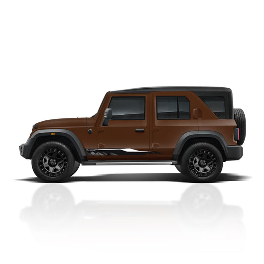 IDE Graphics Series -  Grid Runner Edition for Mahindra Thar Roxx / Only Side Decals  (Burnt Sienna)