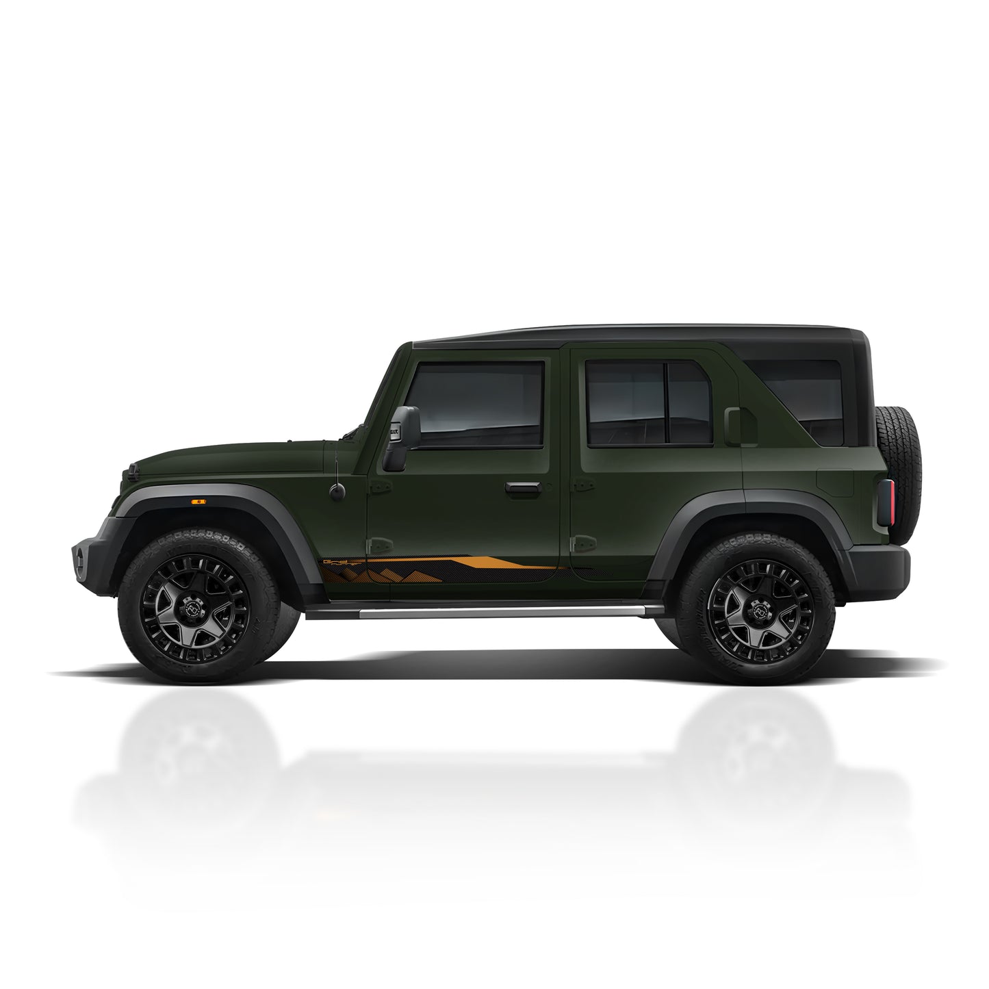 IDE Graphics Series - Grid Runner Edition for Mahindra Thar Roxx / Only Side Decals (Deep Forest)