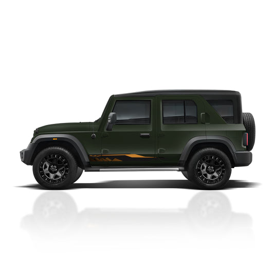 IDE Graphics Series - Grid Runner Edition for Mahindra Thar Roxx / Only Side Decals (Deep Forest)