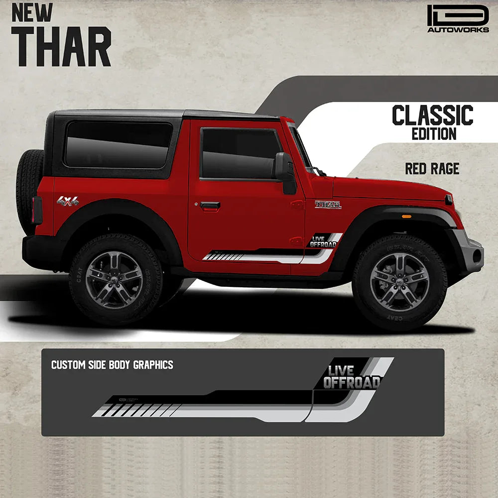 Classic Edition Graphics for Mahindra Thar red