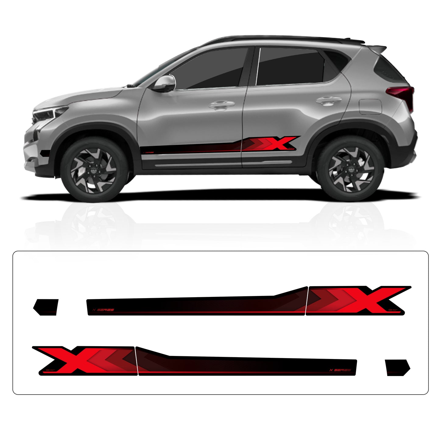 IDE GRAPHICS SERIES - X Series for Kia Sonet (Sparkling Silver)