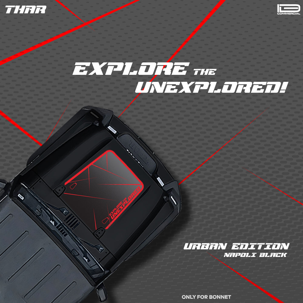 IDE Graphics Series - Urban Edition | Only Bonnet Decal for Mahindra Thar / Napoli Black