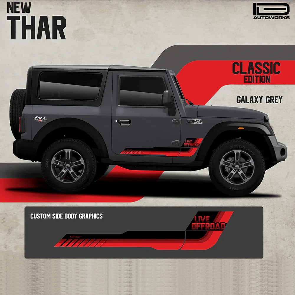 Classic Edition Graphics for Mahindra Thar grey