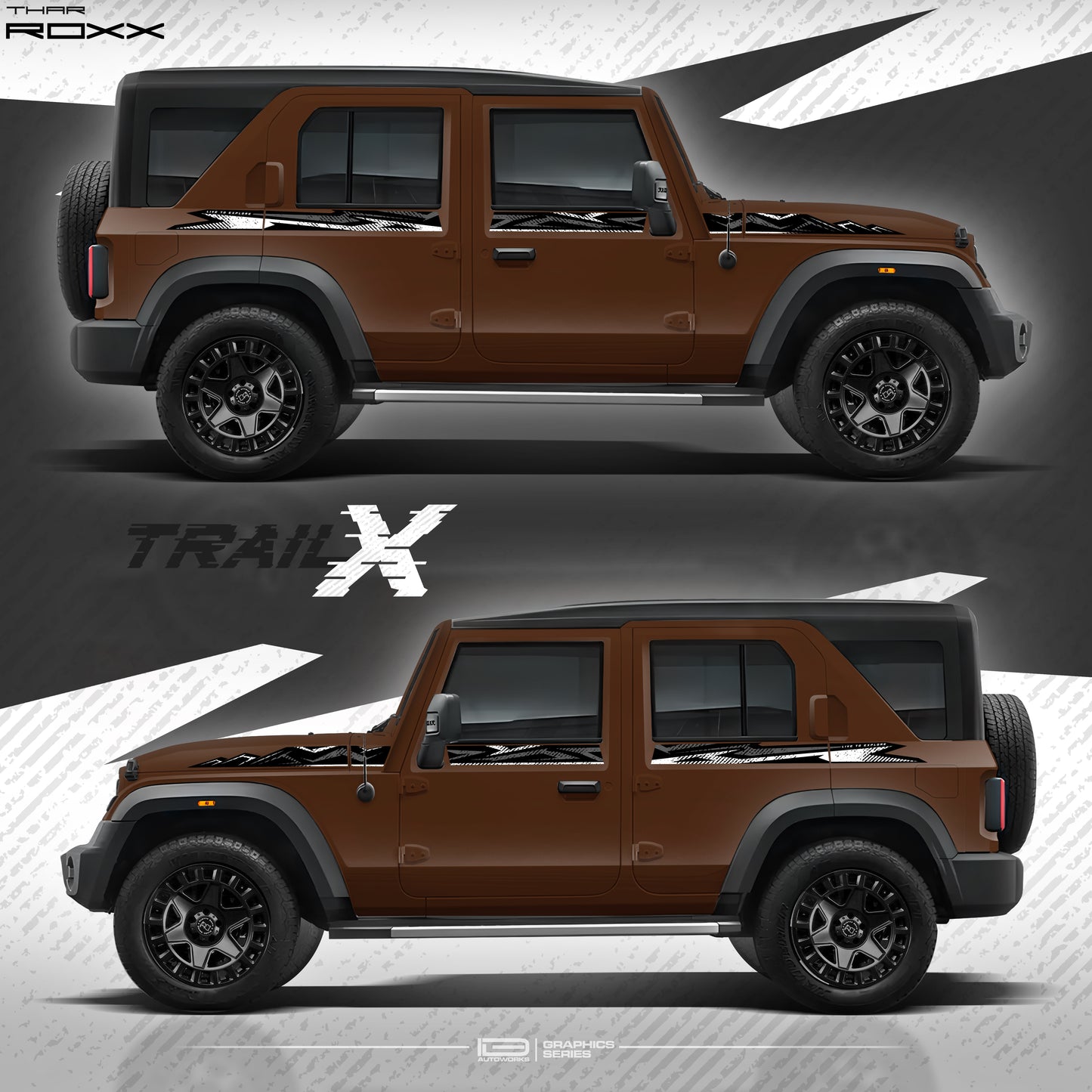 IDE Graphics Series - Trail X Edition for Mahindra Thar Roxx (Burnt Sienna)