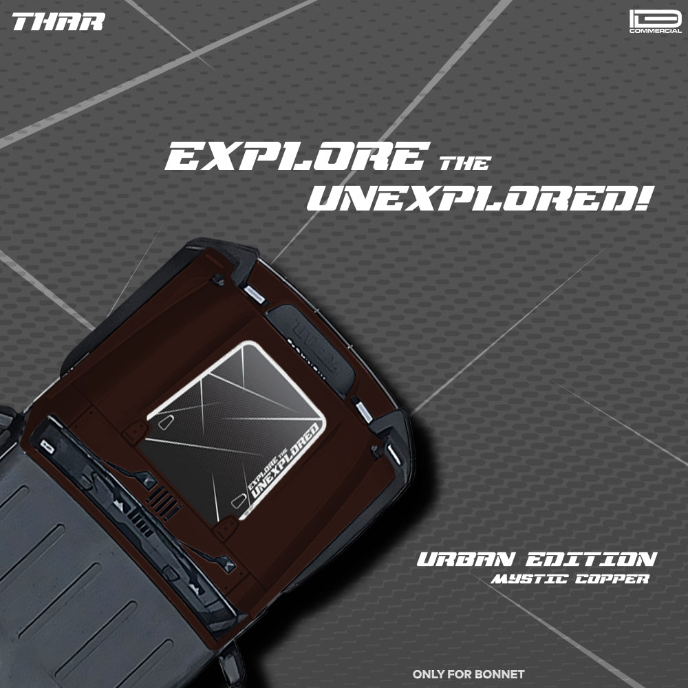 IDE Graphics Series - Urban Edition | Only Bonnet Decal for Mahindra Thar / Mystic Copper