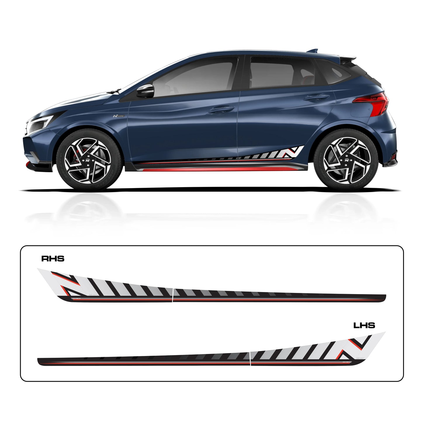 N Series Graphics for Hyundai i20 blue