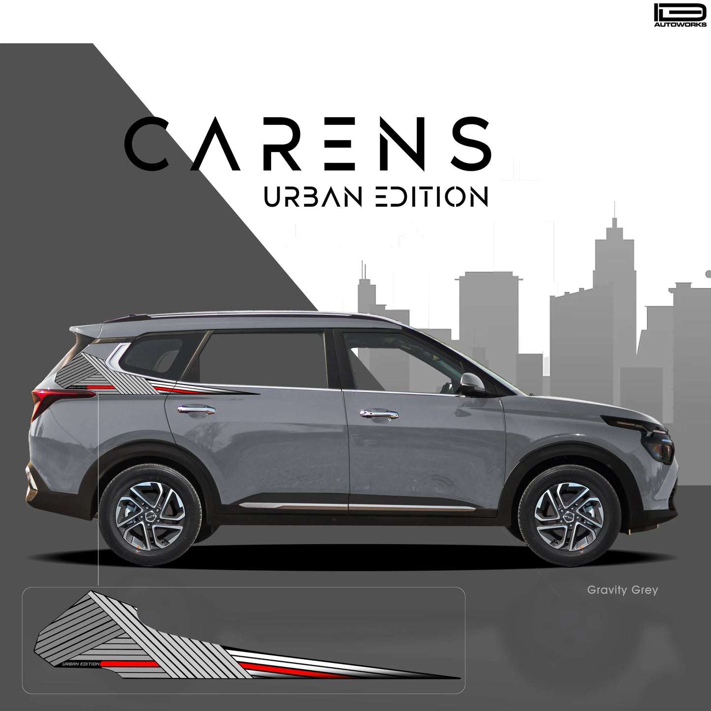Urban Edition Car Graphics Kit for Kia Carens grey
