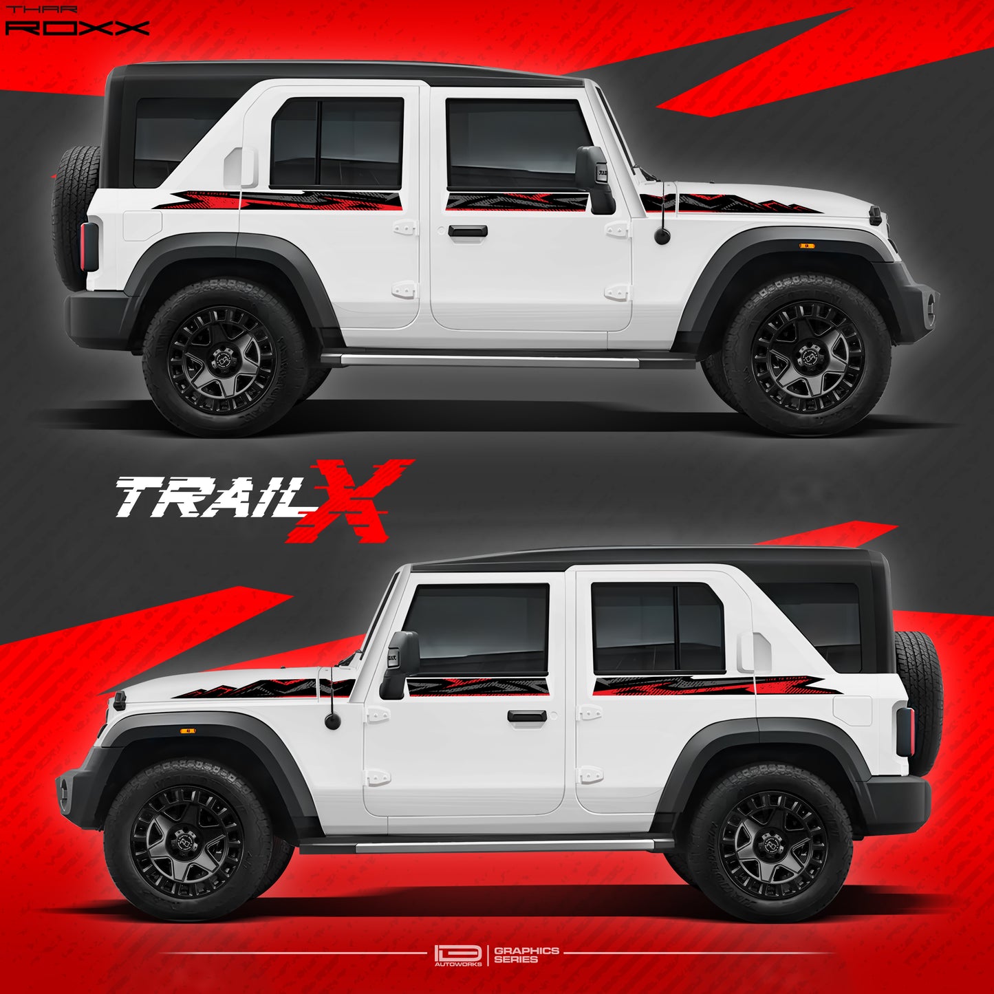 IDE Graphics Series - Trail X Edition for Mahindra Thar Roxx (Everest White)