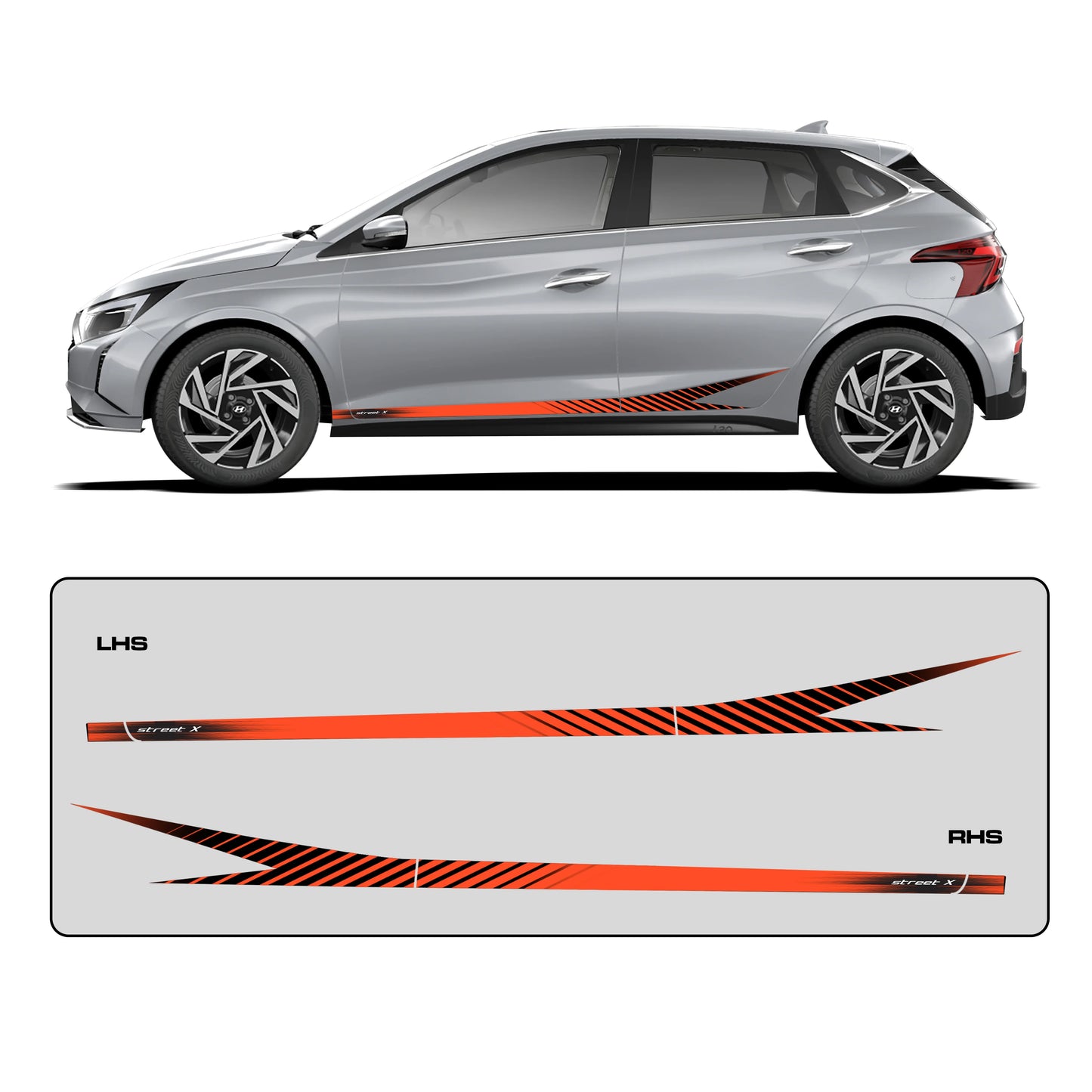 Street X Series Graphics for Hyundai i20 silver