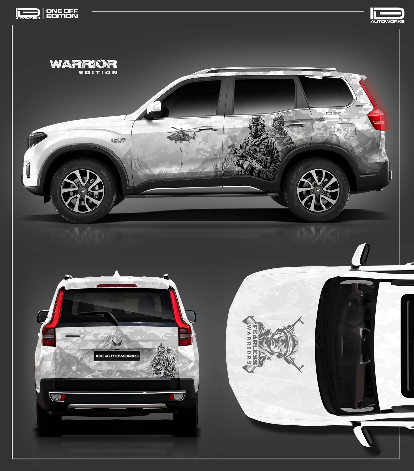 Warrior Edition Graphics for Mahindra Scorpio N white