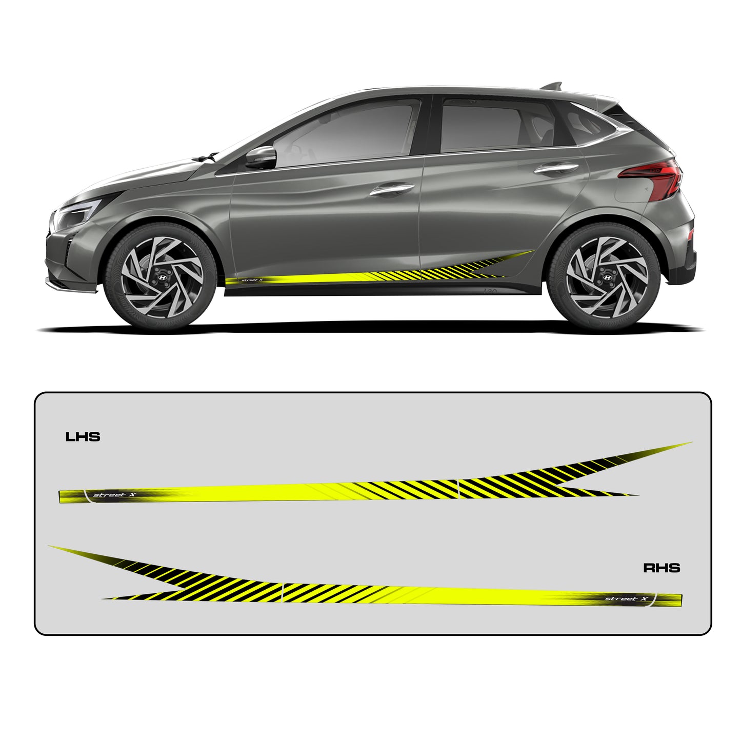Street X Series Graphics for Hyundai i20 grey