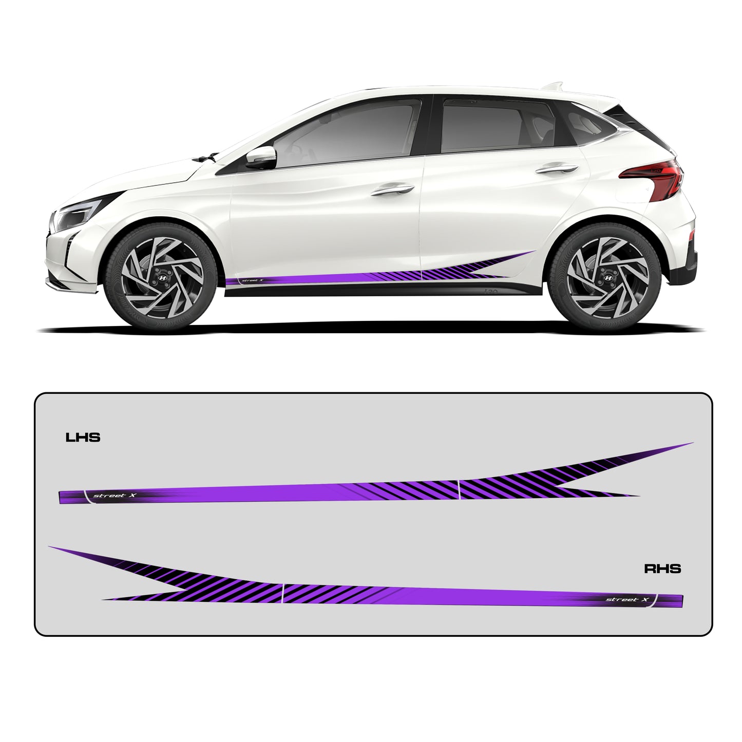IDE GRAPHICS SERIES - Street X Series for Hyundai i20 (Atlas White)
