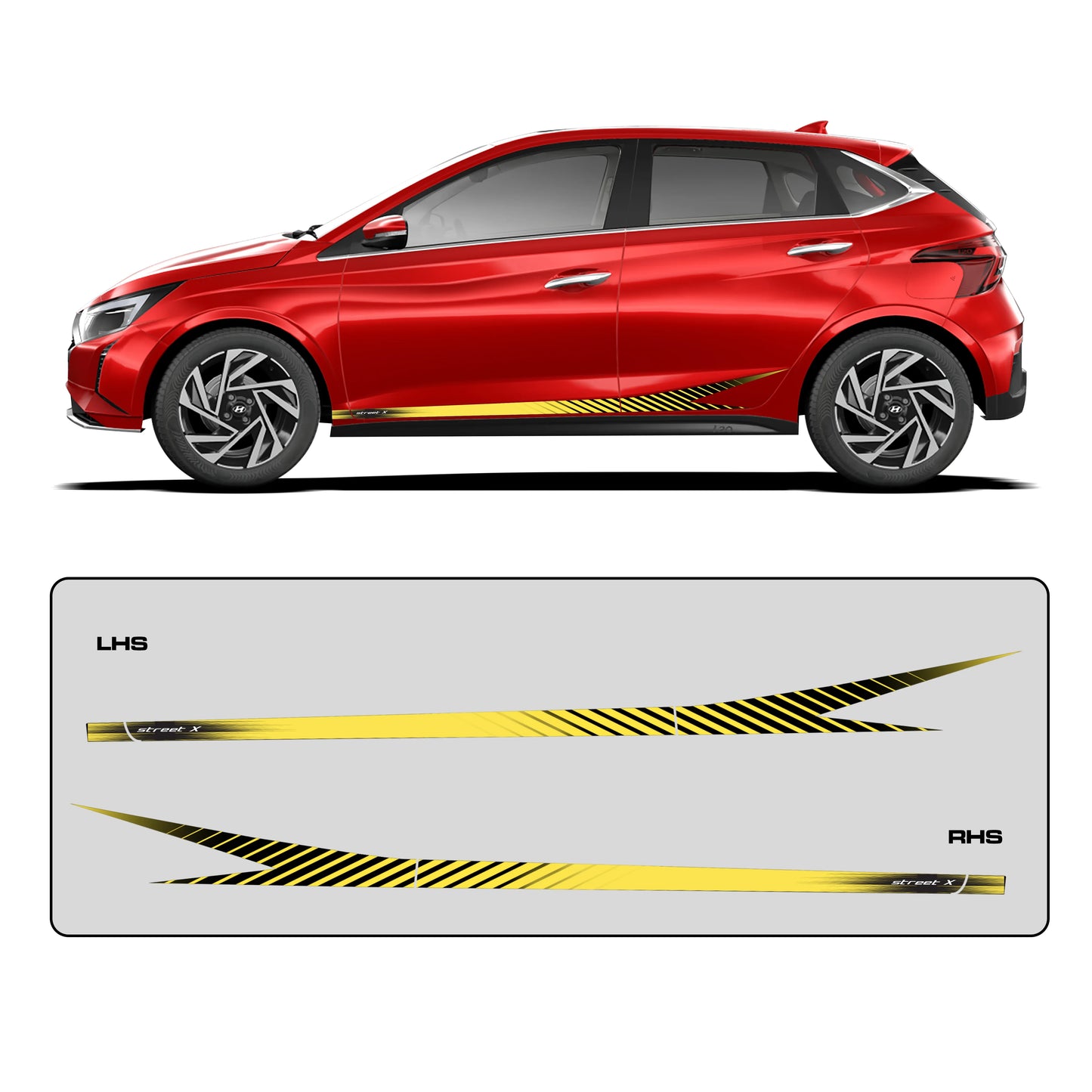 Street X Series Graphics for Hyundai i20 red