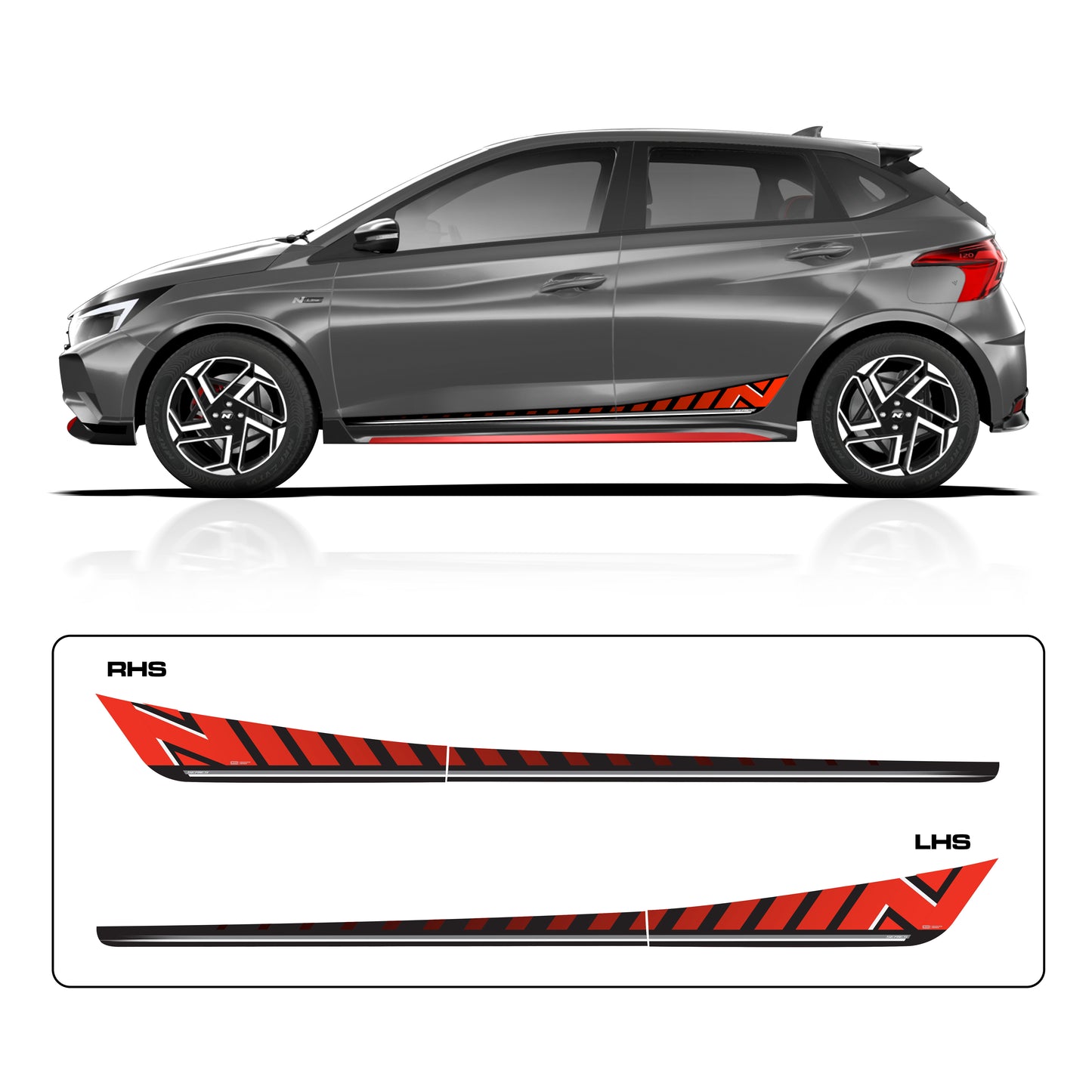 IDE GRAPHICS SERIES - N Series for Hyundai i20 (Titan Grey)